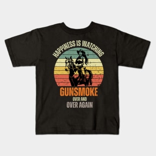 Happiness, Is Watching Gun-smoke Over And Vintage Cowboys Kids T-Shirt